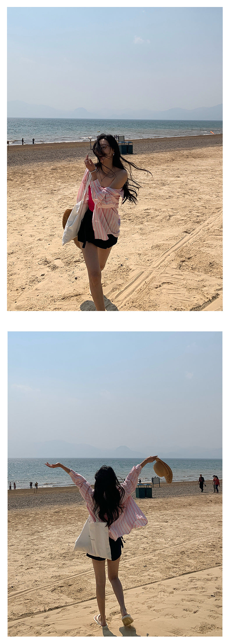 【H5138】實拍夏季清新條紋棉質防曬襯衫250324