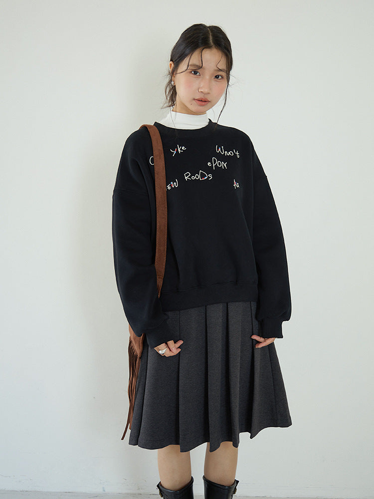【LD3270】 實拍精品刺繡珠寬鬆厚款長袖衛衣(加絨)251020