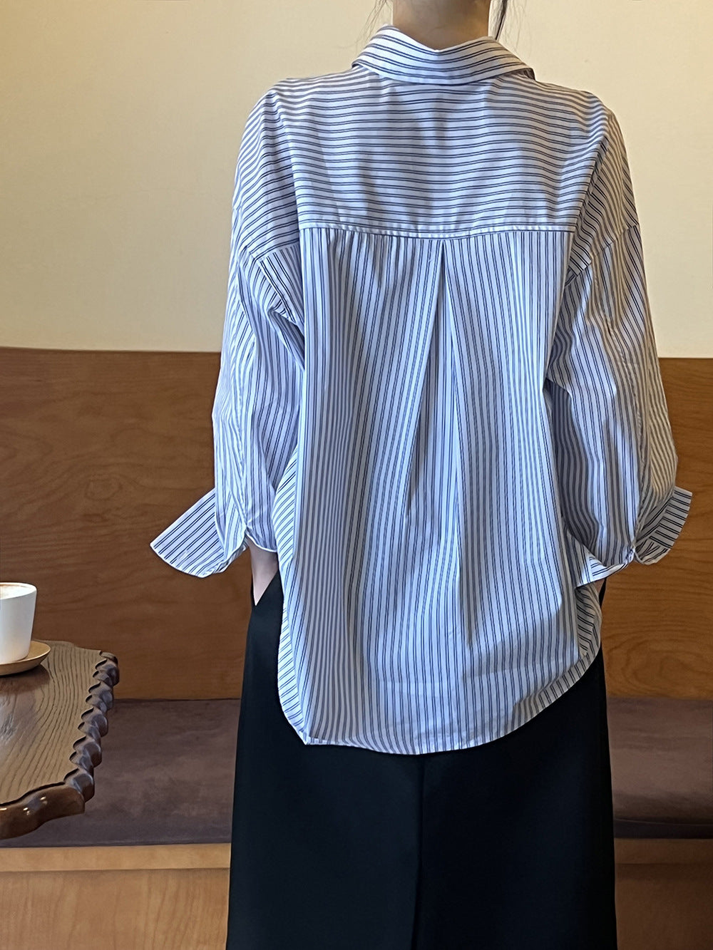 【Y3188】實拍早春法式復古條紋襯衫YY25早春