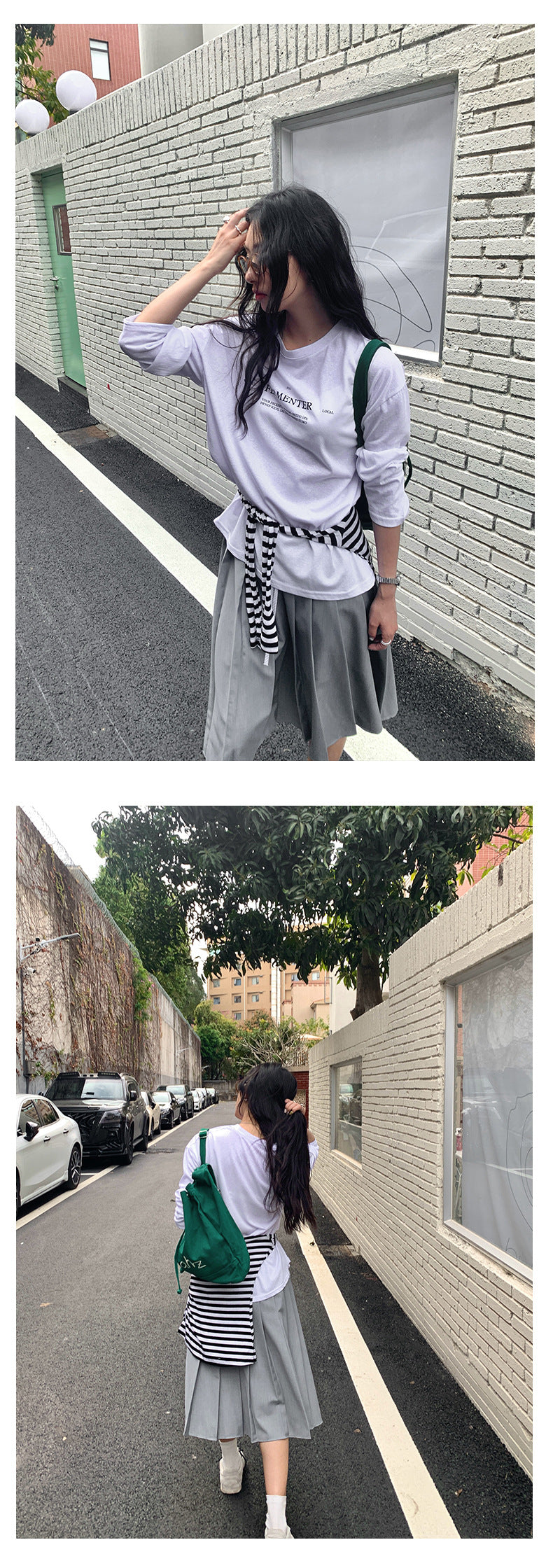 【H5105】實拍春夏清新圓領印花舒適長袖T恤250310