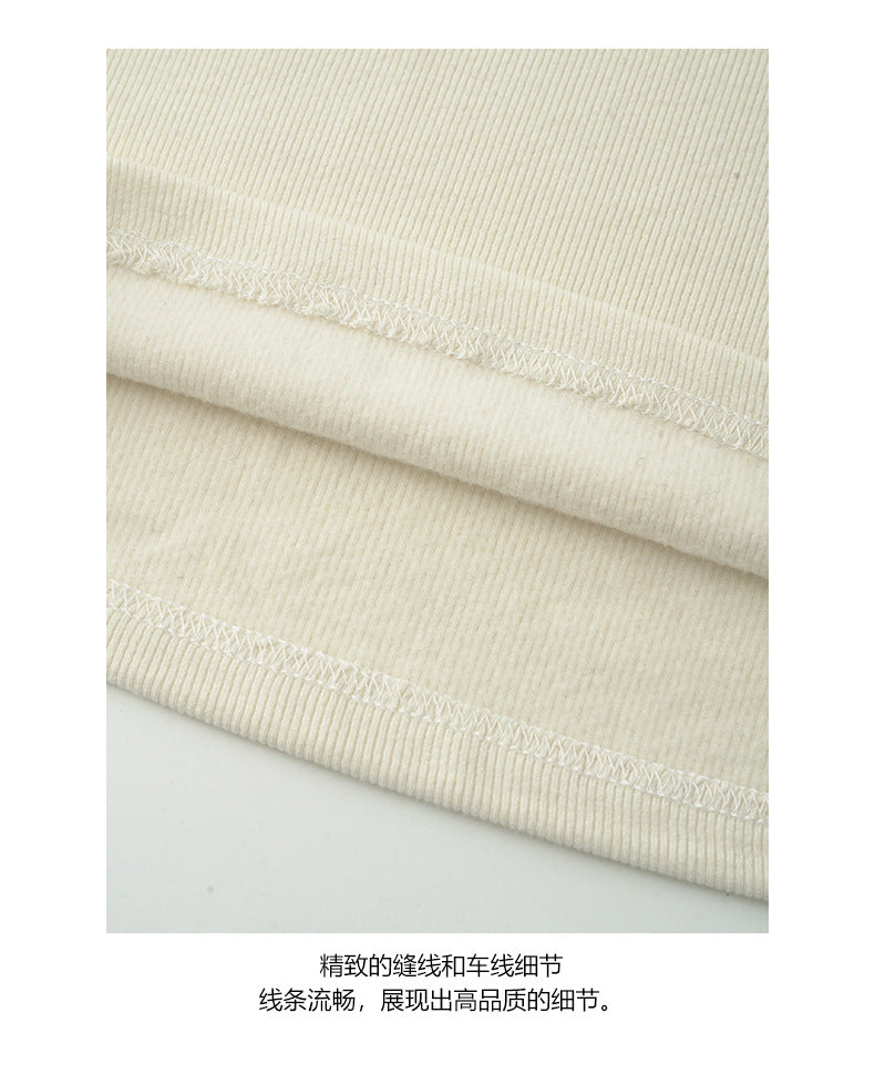 【H5430】實拍基礎簡約刺繡彈性內磨毛T恤250916
