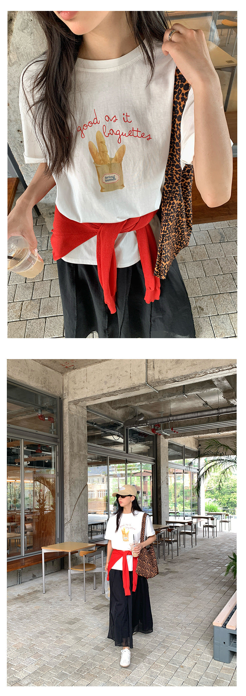 【H5225】 實拍夏季清新韓國|麵包印花舒適短袖T恤250429