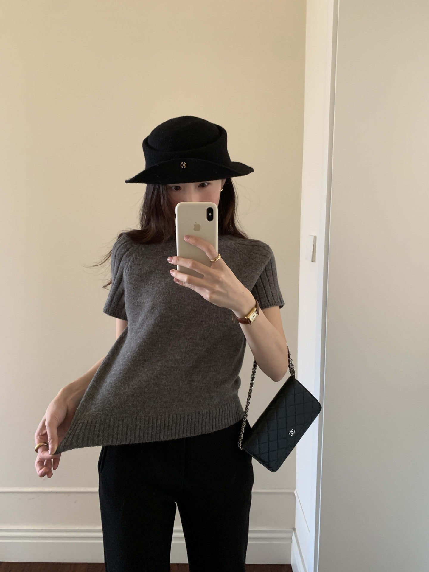 【H5516】實拍高領氣質短袖針織衫251125