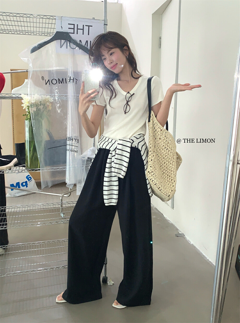 【L8327】實拍夏季亞麻垂感直筒高腰長褲250505