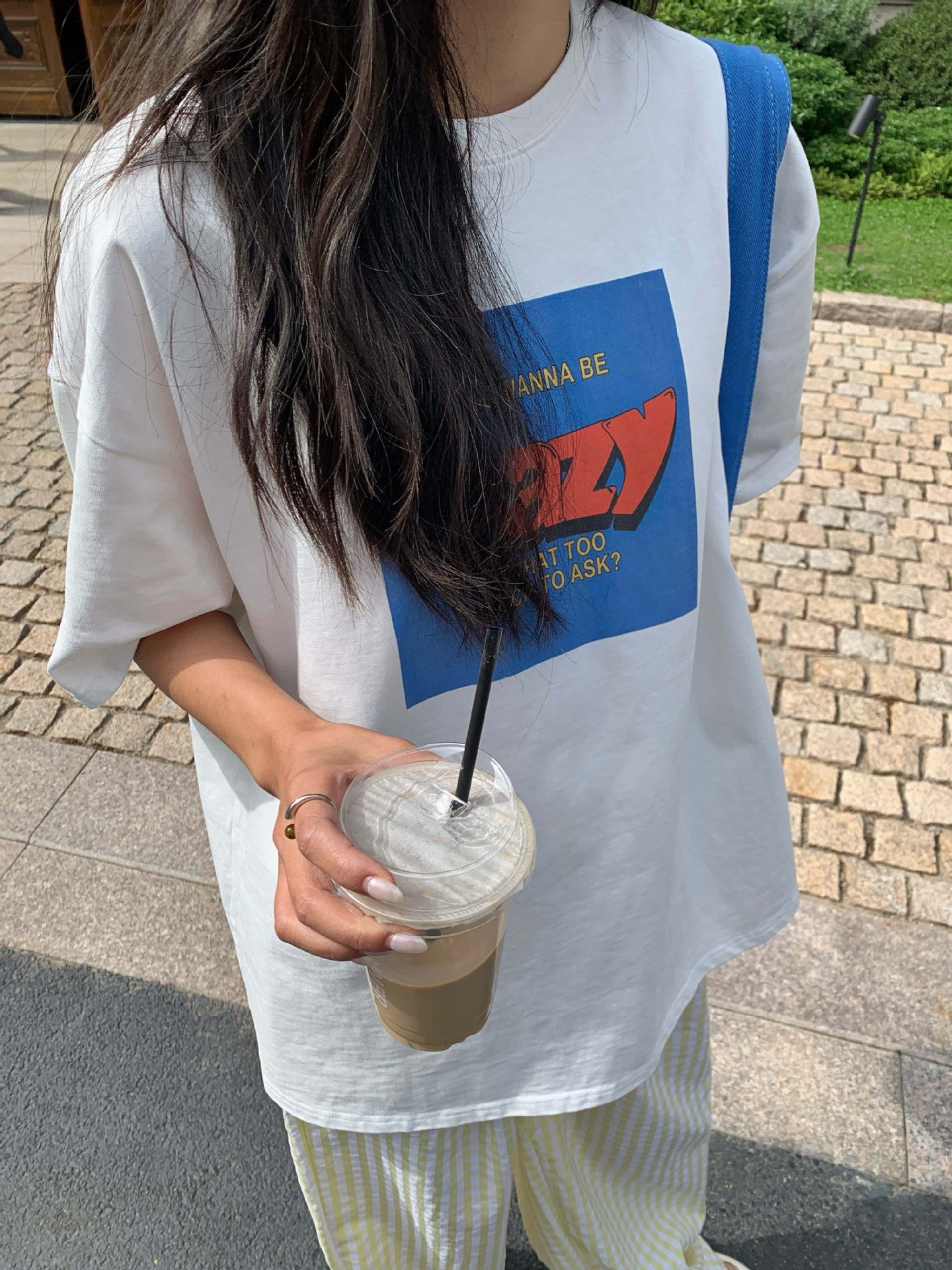 【H5211】實拍美式撞色字母印花寬鬆圓領短袖T恤250422