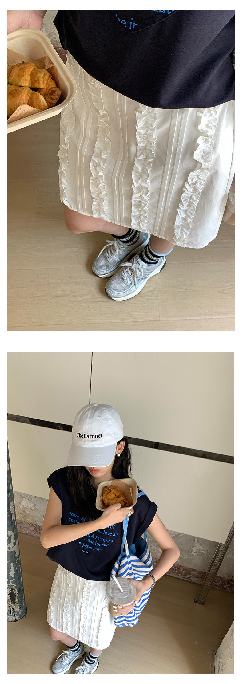 【H5367】實拍清新感小荷葉短裙250708