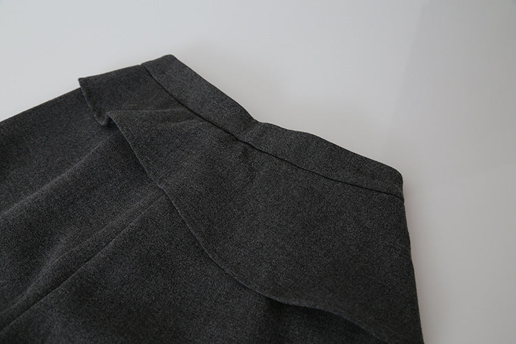 【LD11474】S~XL假兩件遮臀片・加厚毛呢彎刀寬褲261026