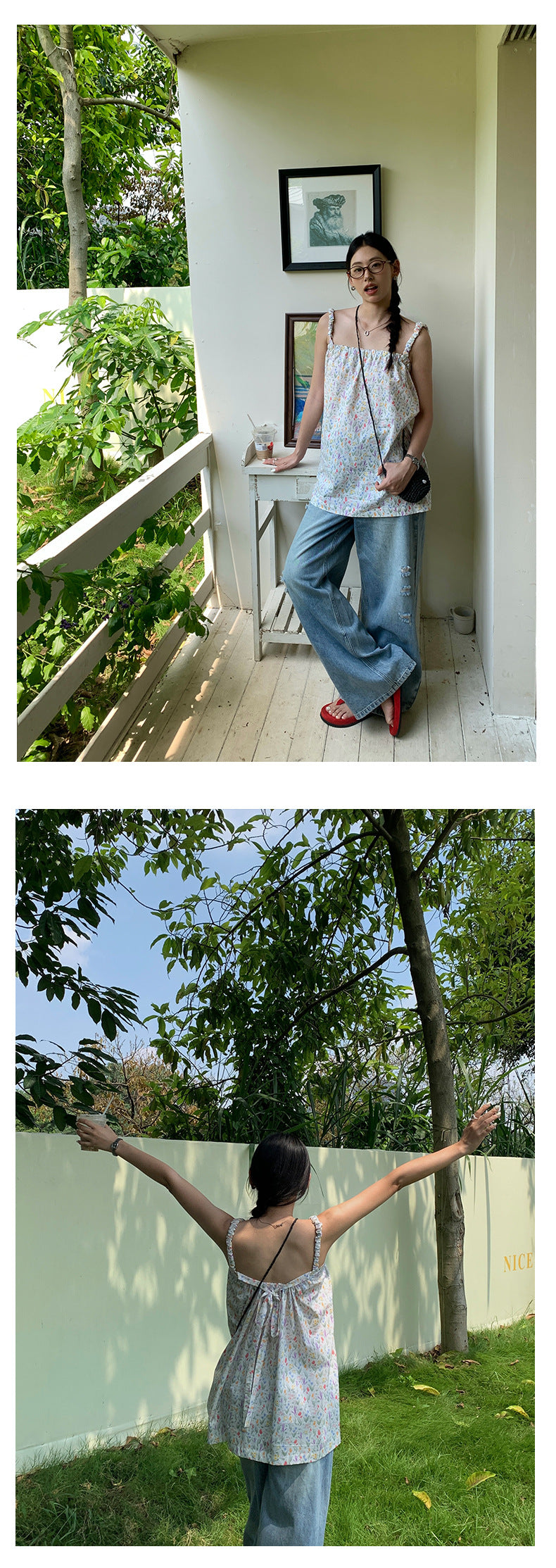 【H5334】實拍夏日碎花清新感吊帶上衣250624