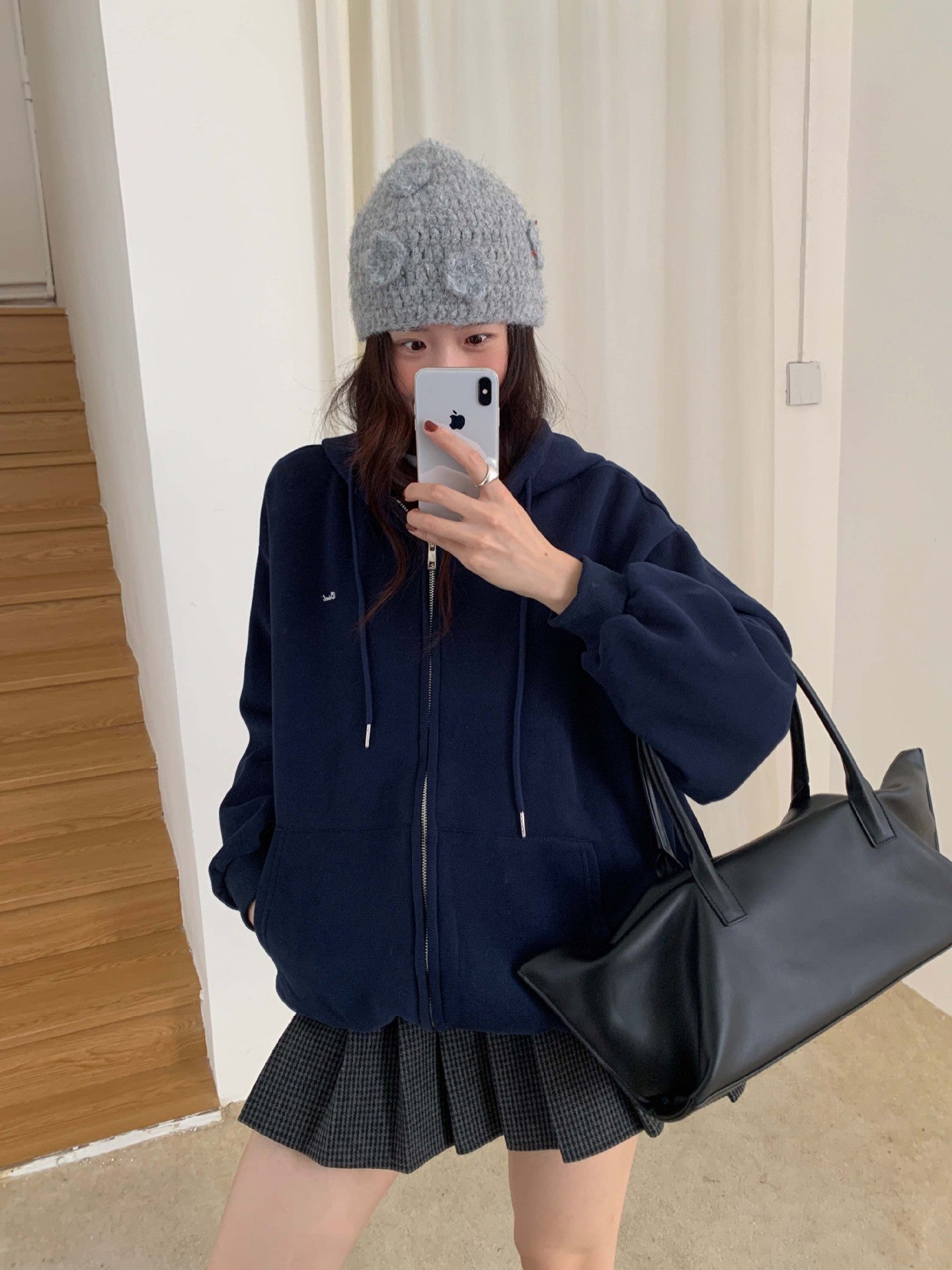 【H5495】實拍男友寬鬆款刺繡長袖連帽衞衣外套251109