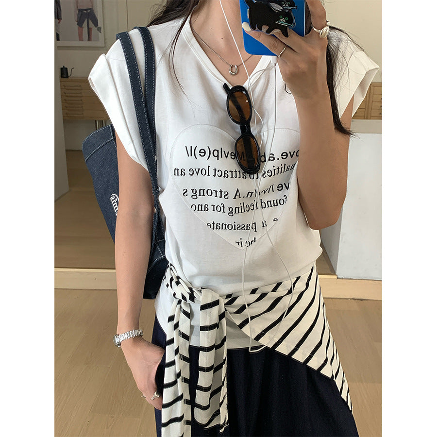 【H5368】實拍顯瘦棉質廓形印花T恤250708