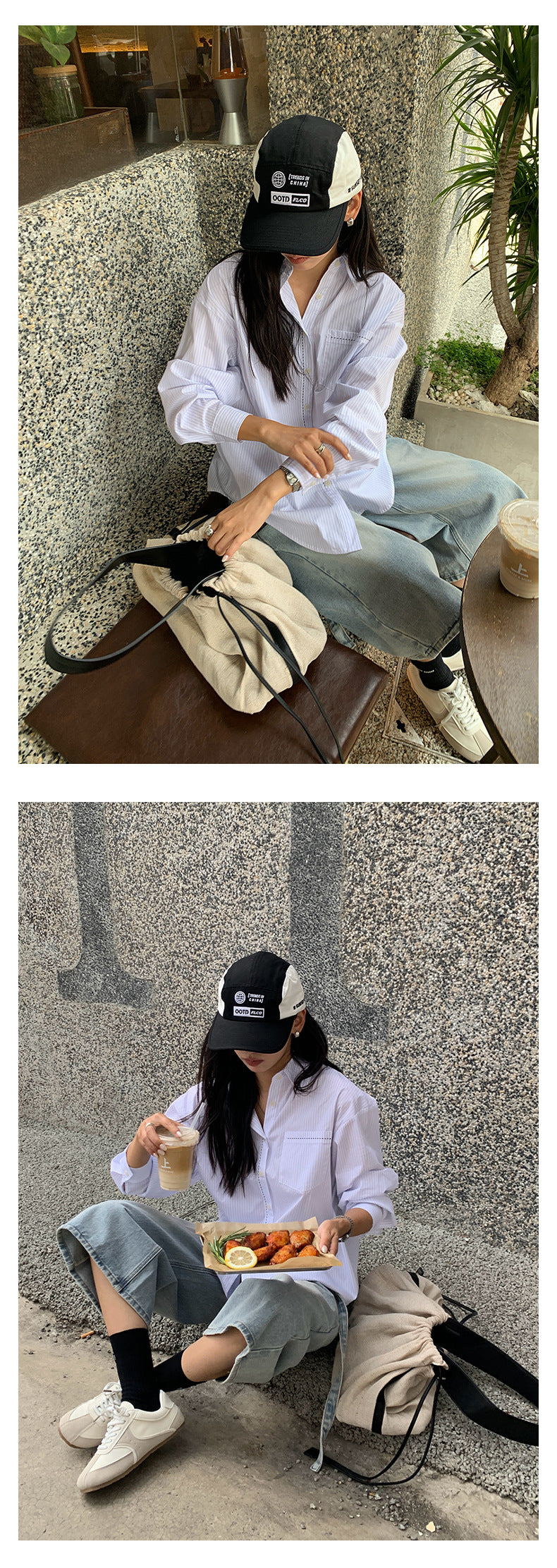 【H5194】實拍磨白寬鬆闊腿高腰8分牛仔褲含腰帶250415