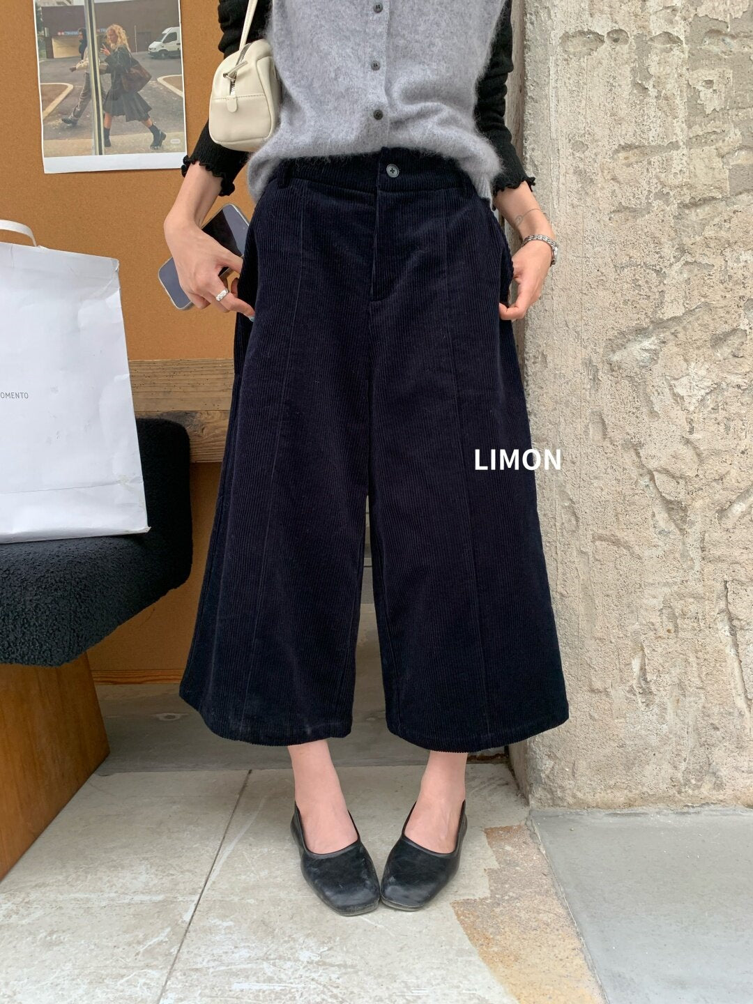 【L11197】檸檬家復古質感・燈芯絨鬆緊腰休閒寬褲260916