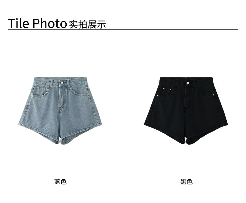 【H5303】 實拍S~XL韓系夏天休閒卷邊顯瘦A字牛仔褲250610