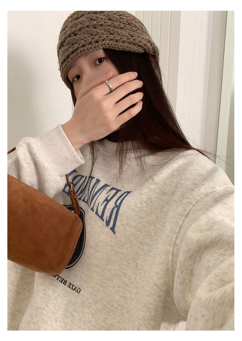 【H551】實拍復古貓咪印花長袖衞衣251007