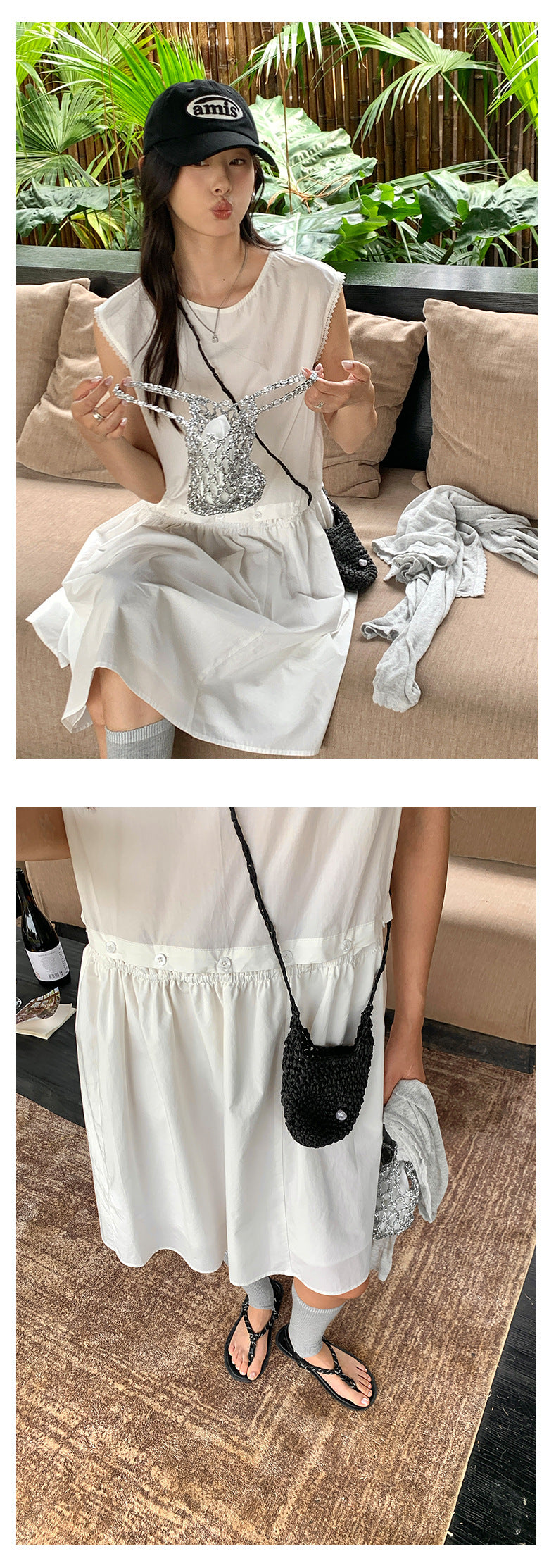【H5243】實拍夏季韓國棉質蕾絲襯衫洋裝(裙可拆)250506
