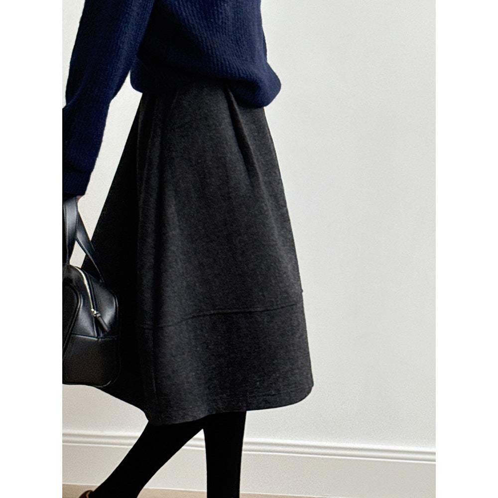 【Y8076】實拍氣質羊毛30%毛呢微花苞傘裙251201