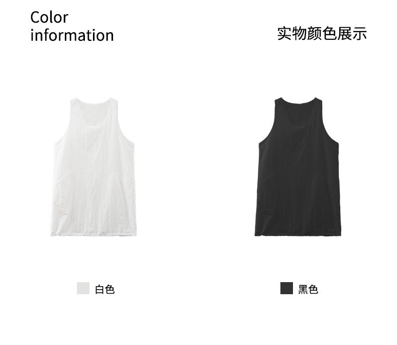 【H5117】實拍夏天休閒簡約雙口袋寬鬆背心洋裝250317