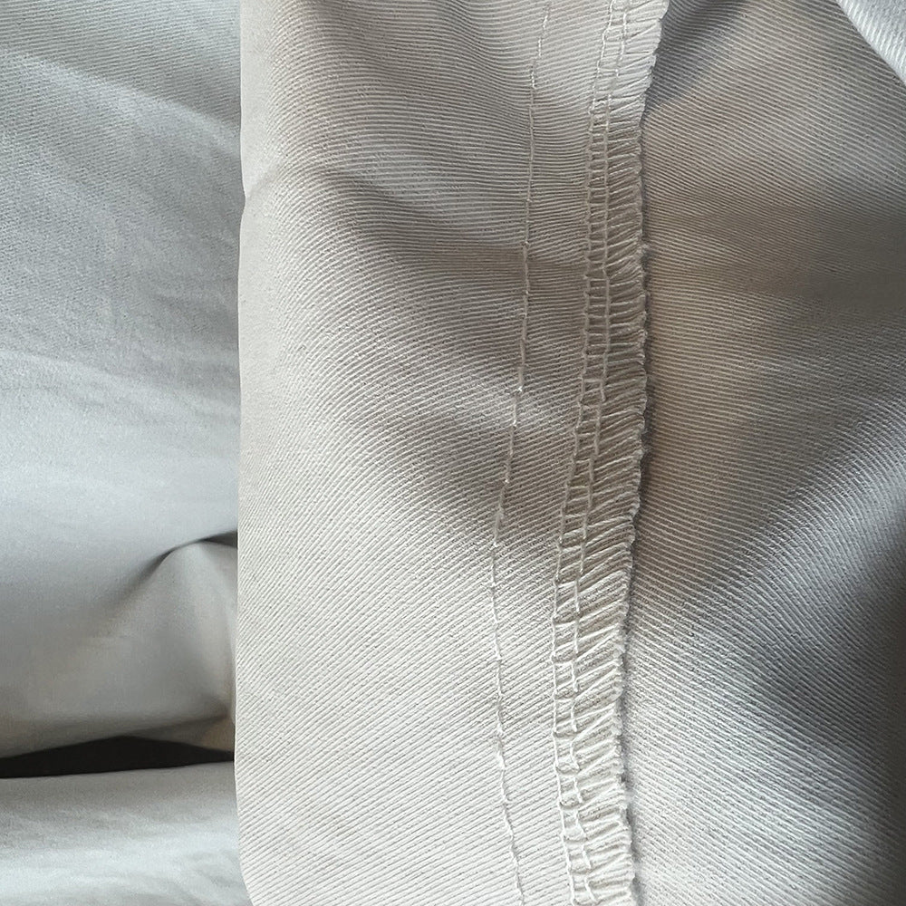【Y9787】實拍簡約不對稱綁帶高腰直筒褲240911
