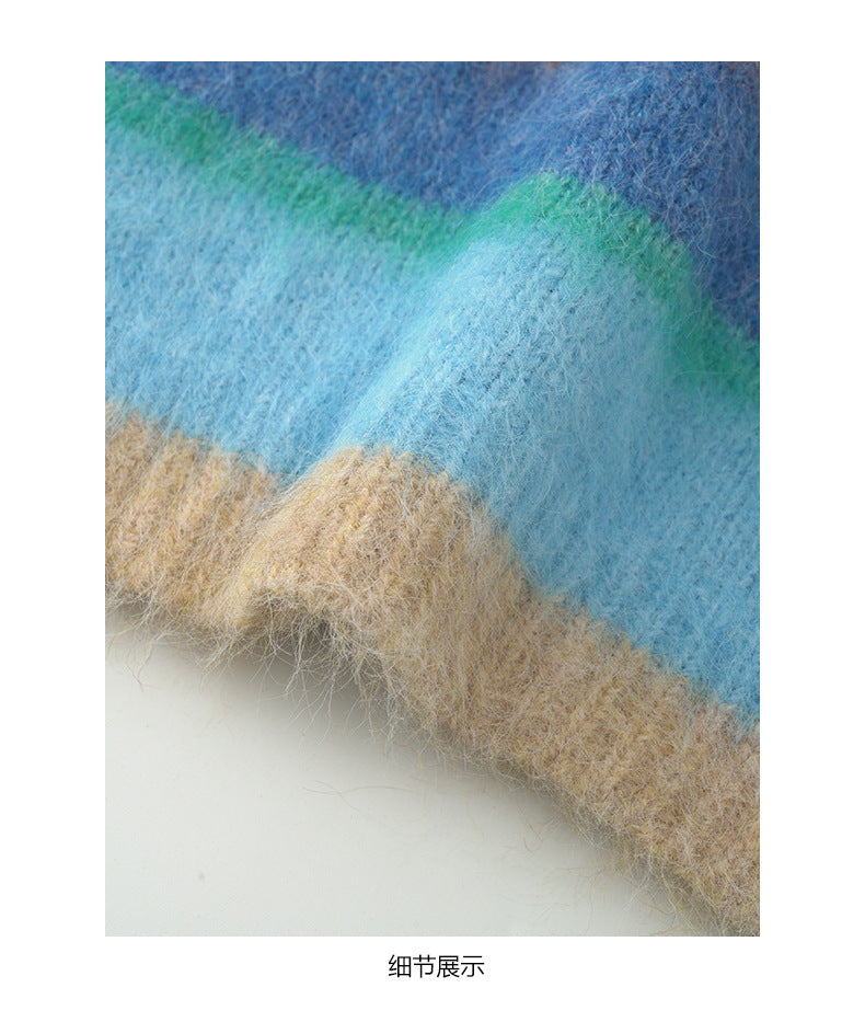 【H5522】實拍韓系街頭絨毛彩色針織毛衣251125