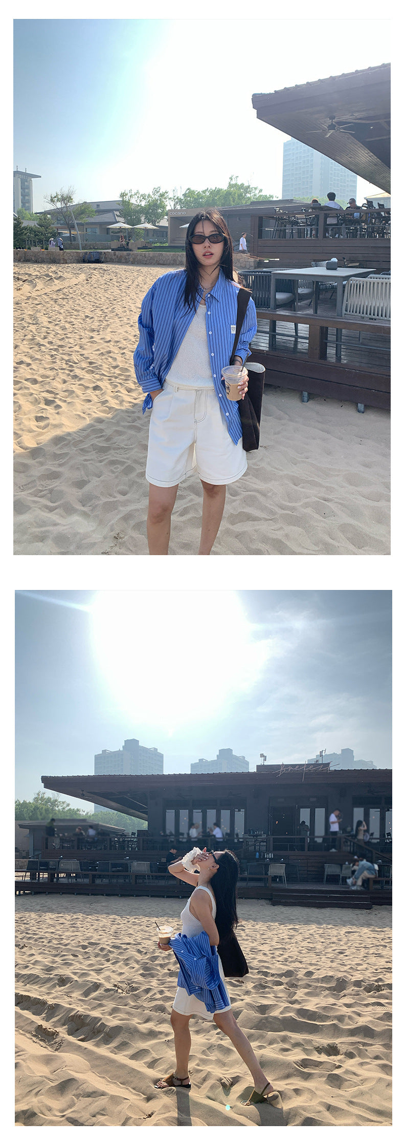 【H5281】實拍韓系夏天百搭條紋防曬襯衫250603