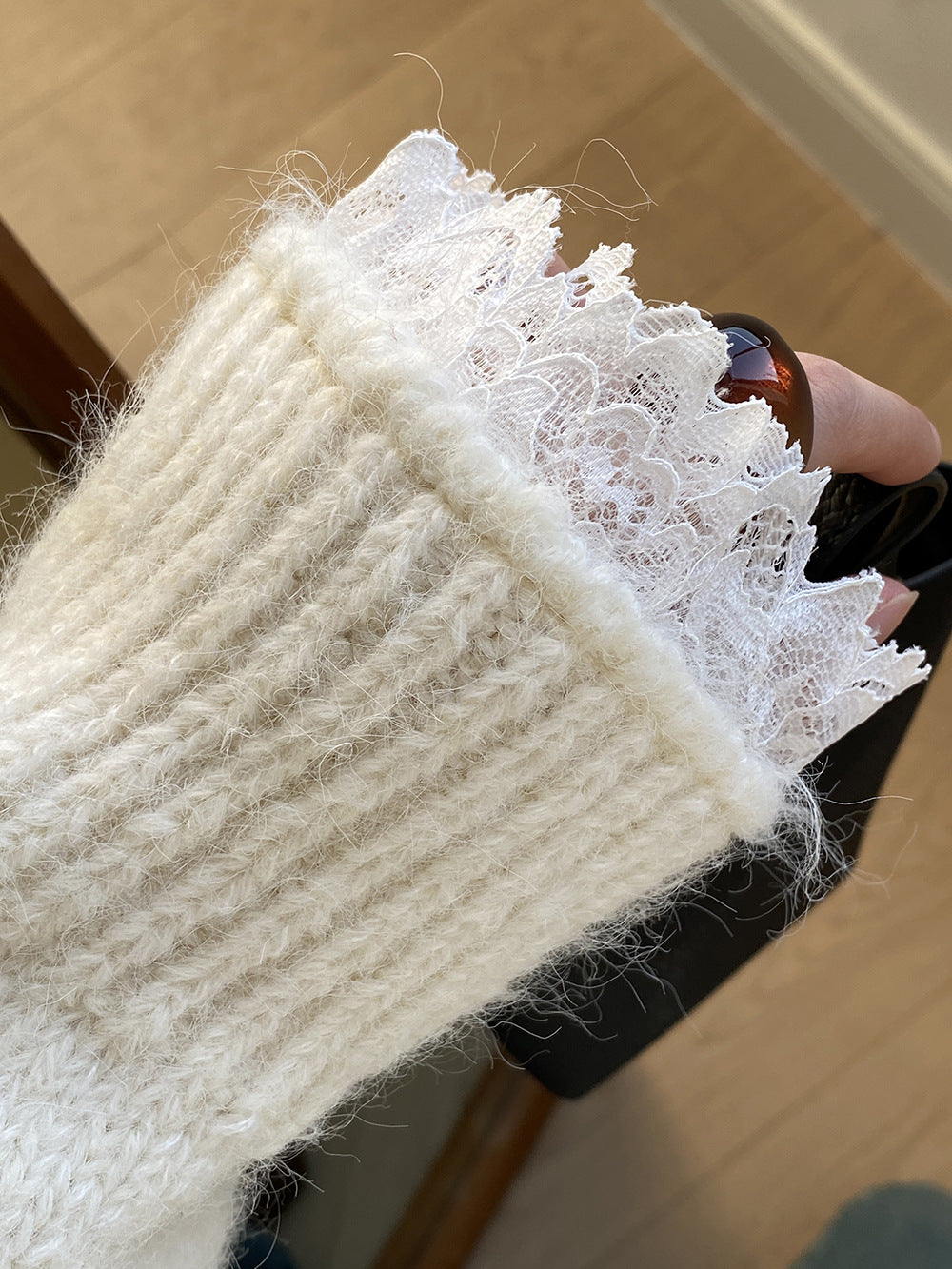 【YP960】實拍爆款質感蕾絲花邊寬鬆保暖針織毛衣(含8%羊毛)241211