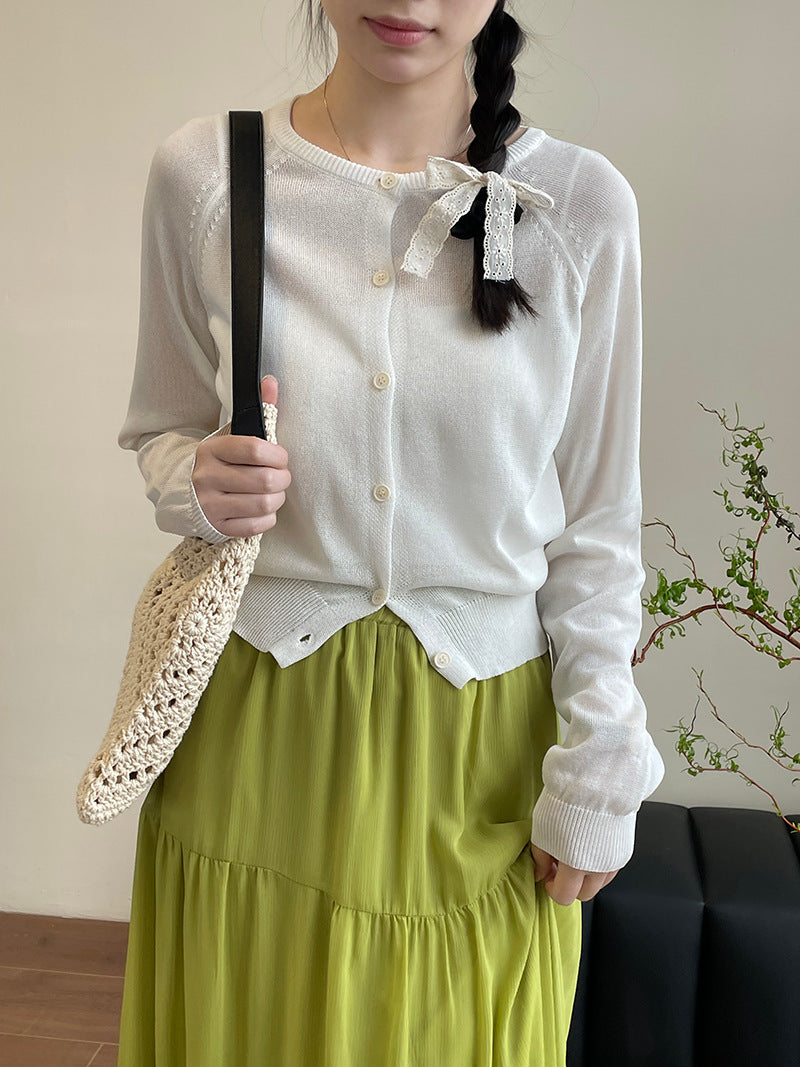 【cimYL1211】實拍春夏溫柔夏日針織亞麻罩衫250403