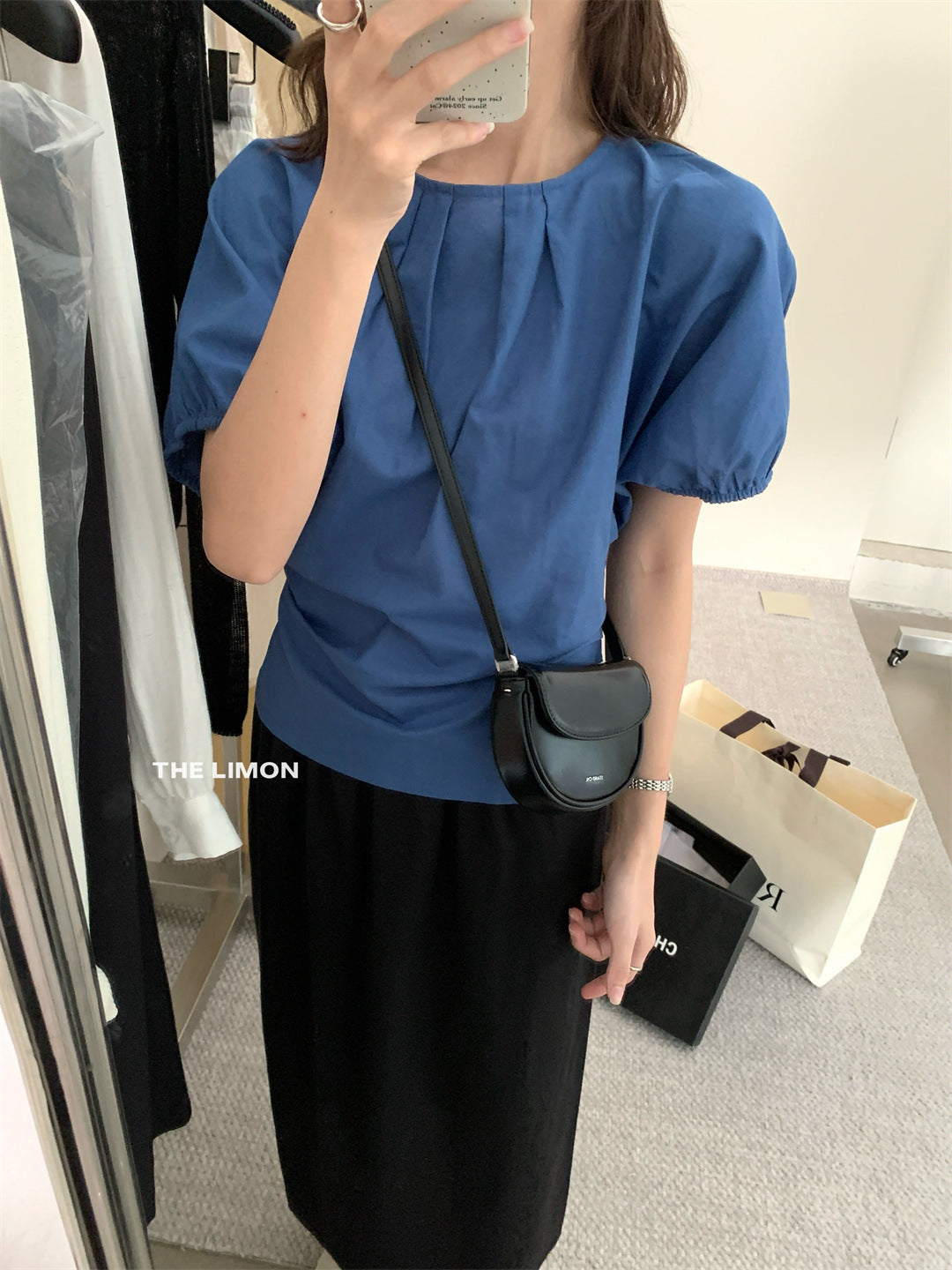【LTM1057】實拍檸檬夏法式褶皺棉麻後背綁帶襯衫250519