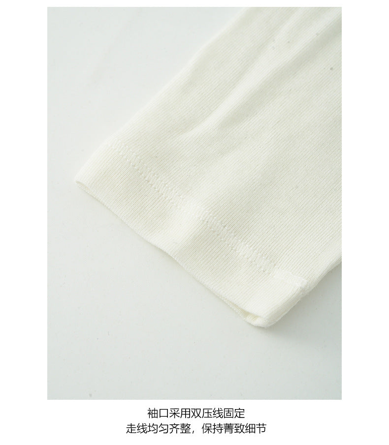 【H5410】實拍早秋天絲混紡花朵刺繡長袖T恤250909