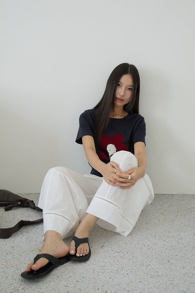 【L3020】實拍棉麻高腰九分寬鬆顯瘦寬褲250721