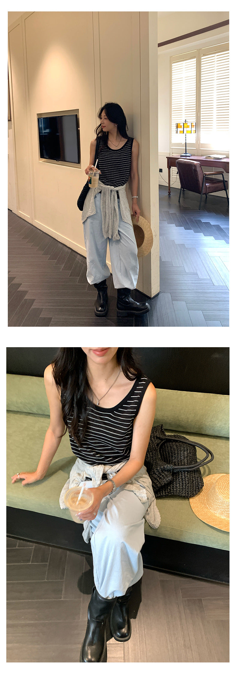 【H5238】實拍夏日涼雙含亞麻針織新背心250506