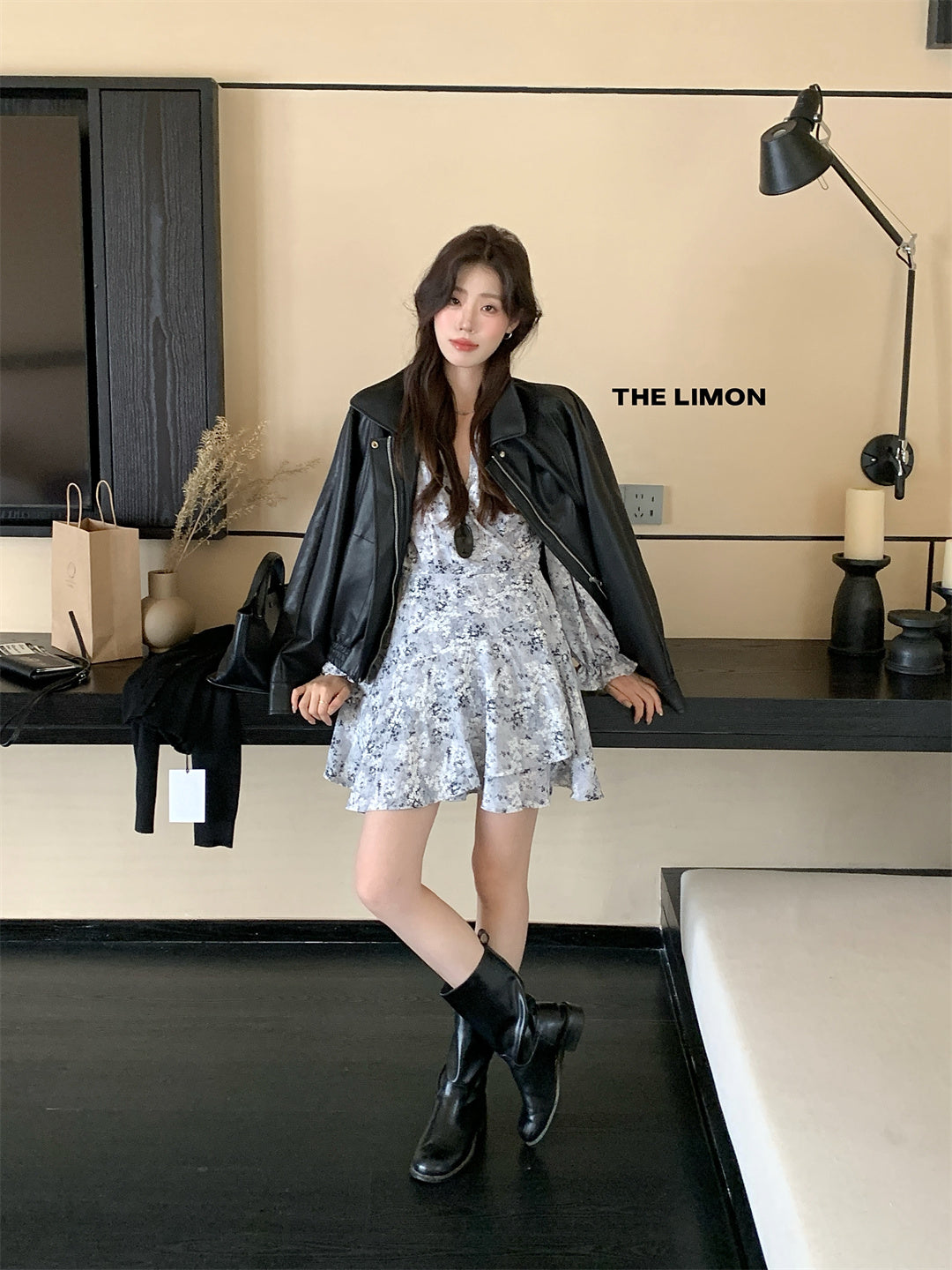 【L9072】實拍檸檬家法式甜美雪紡碎花收腰顯瘦短洋裝250901