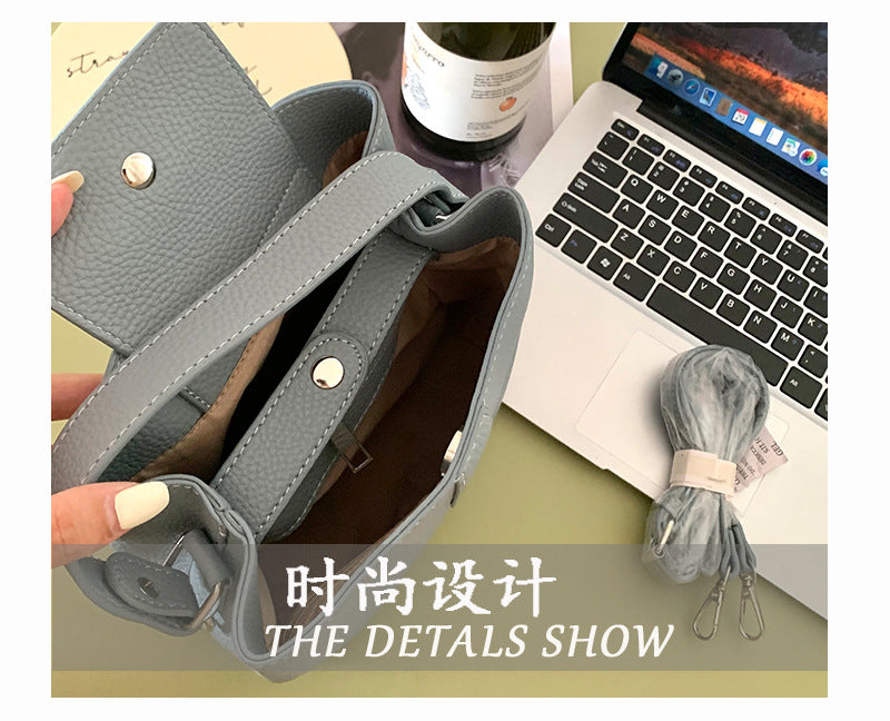【B342】實拍韓版簡約氣質雙隔層水桶肩背包(附背帶)230702
