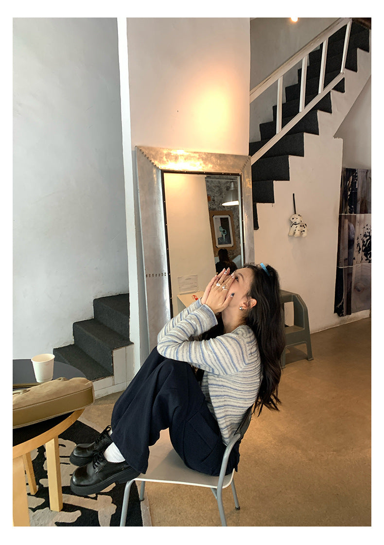 【H5392】實拍美式復古深藍直筒工裝褲250902