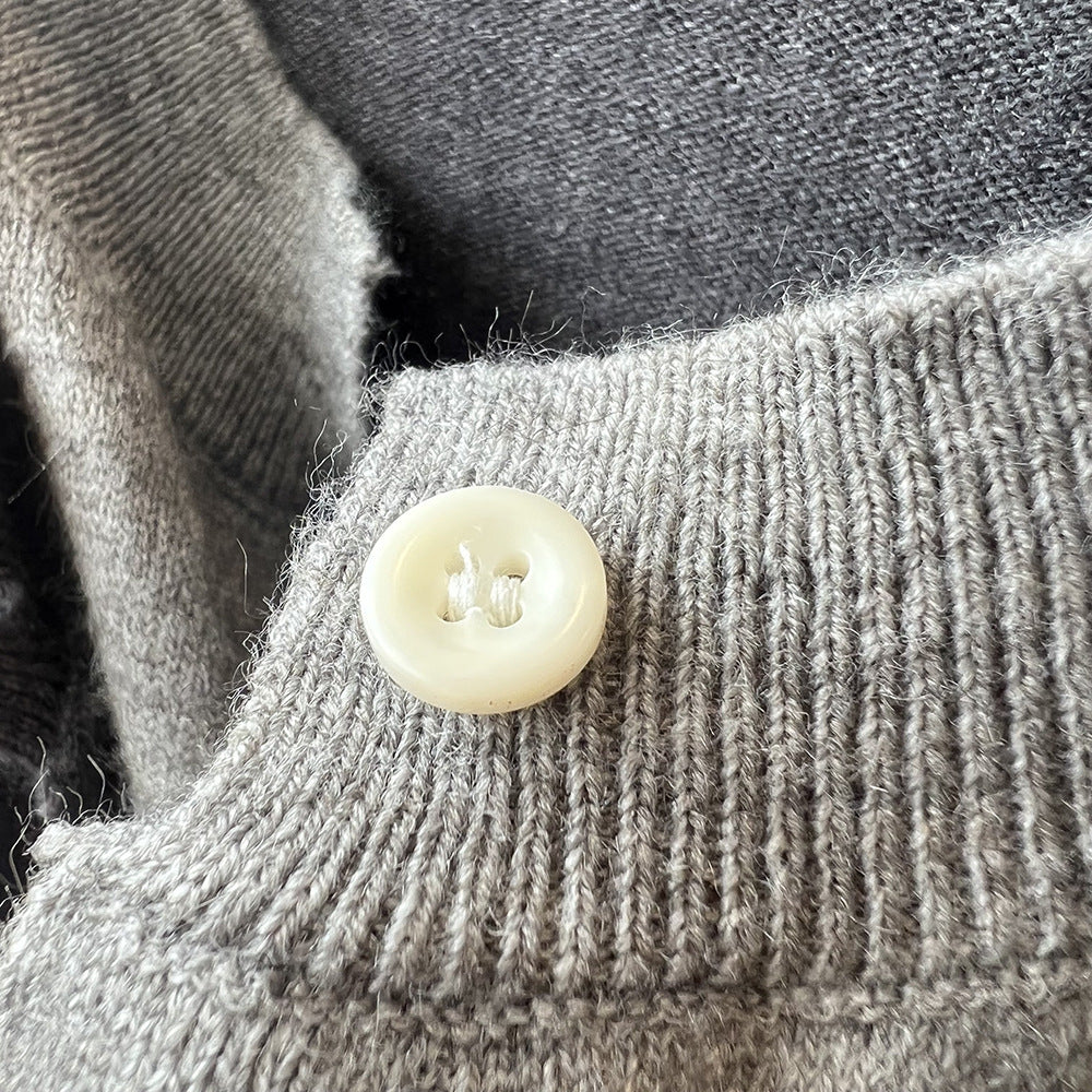 【Y50603】實拍拼色圓領假兩件針織開衫YY25早春