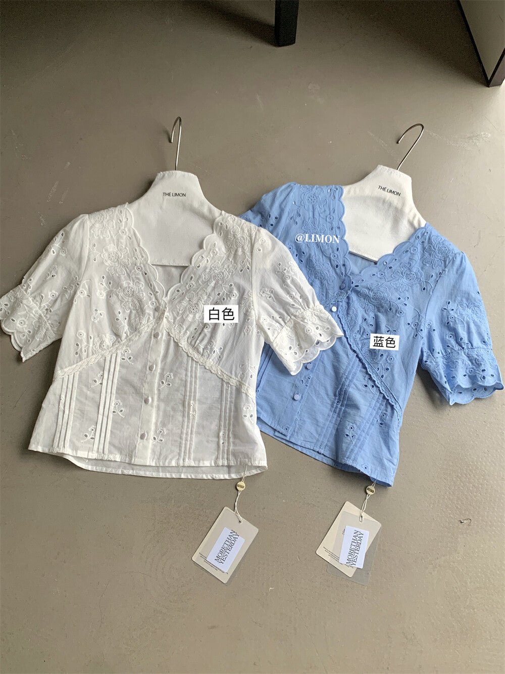 【L8377】實拍夏季收腰V領蕾絲短袖襯衫250505