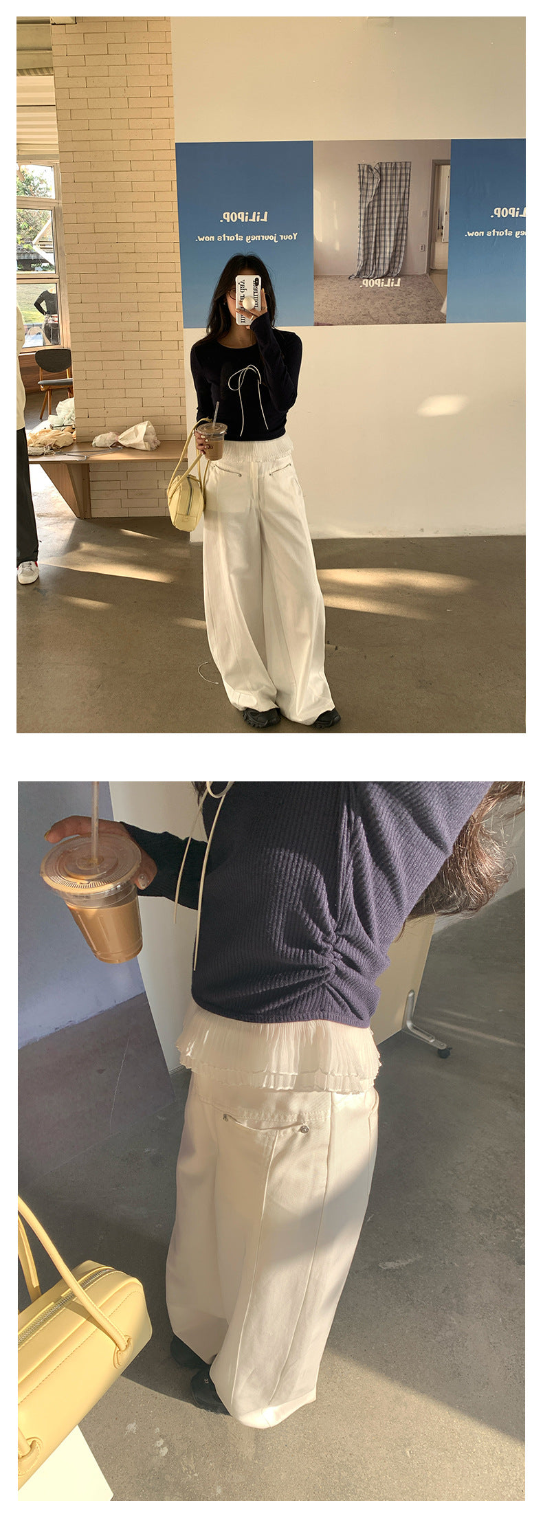 【H5063】實拍春夏氣質款蝴蝶結蕾絲長袖T恤250224