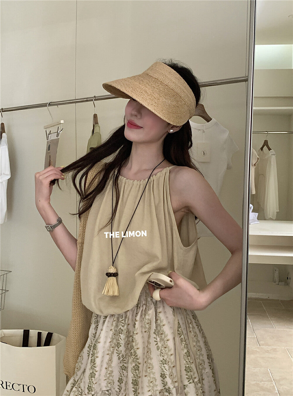 【L8665】實拍檸檬家 少女感棉麻綁帶背心250519