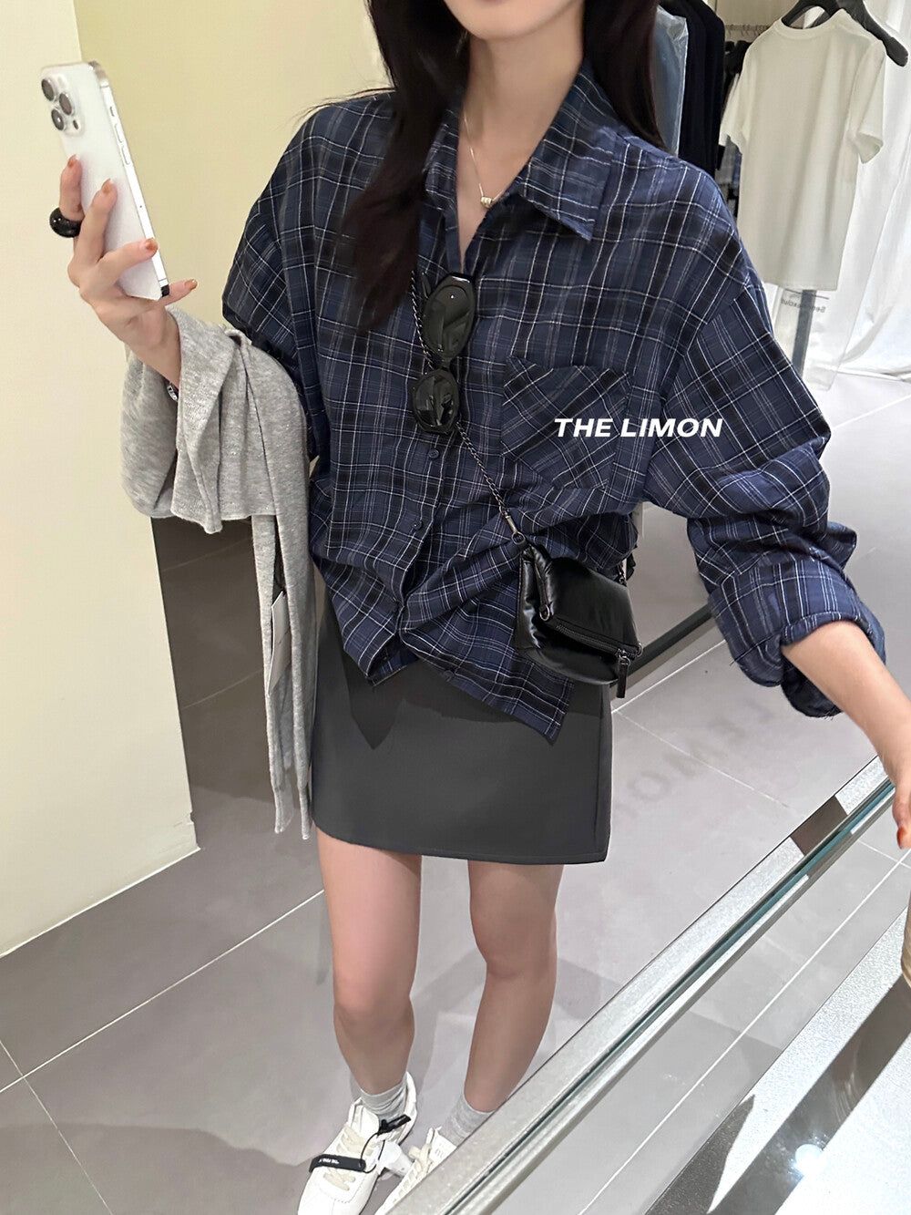 【L9189】實拍檸檬家時髦復古慵懶格紋長袖襯衫250901