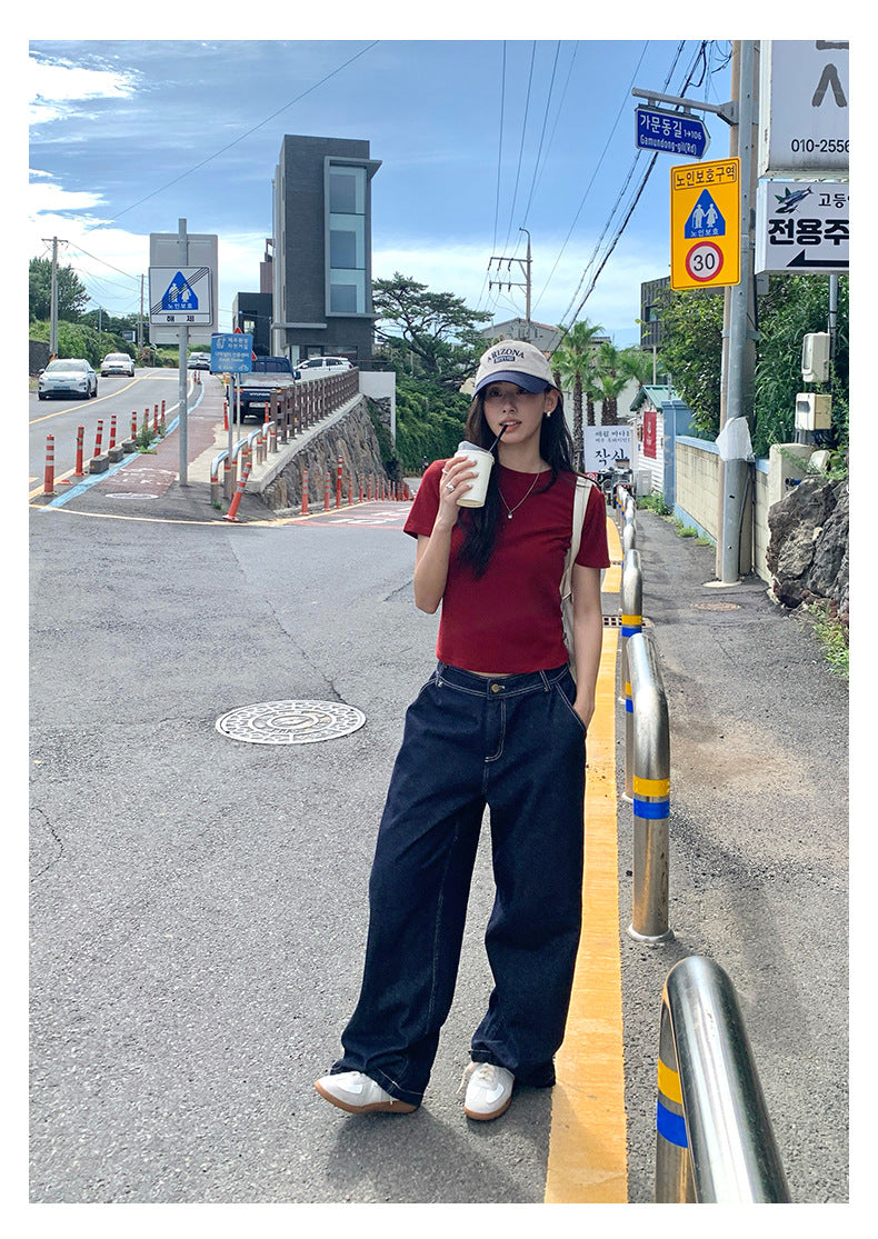 【H5388】實拍基礎7色磨毛圓領短袖T恤250902