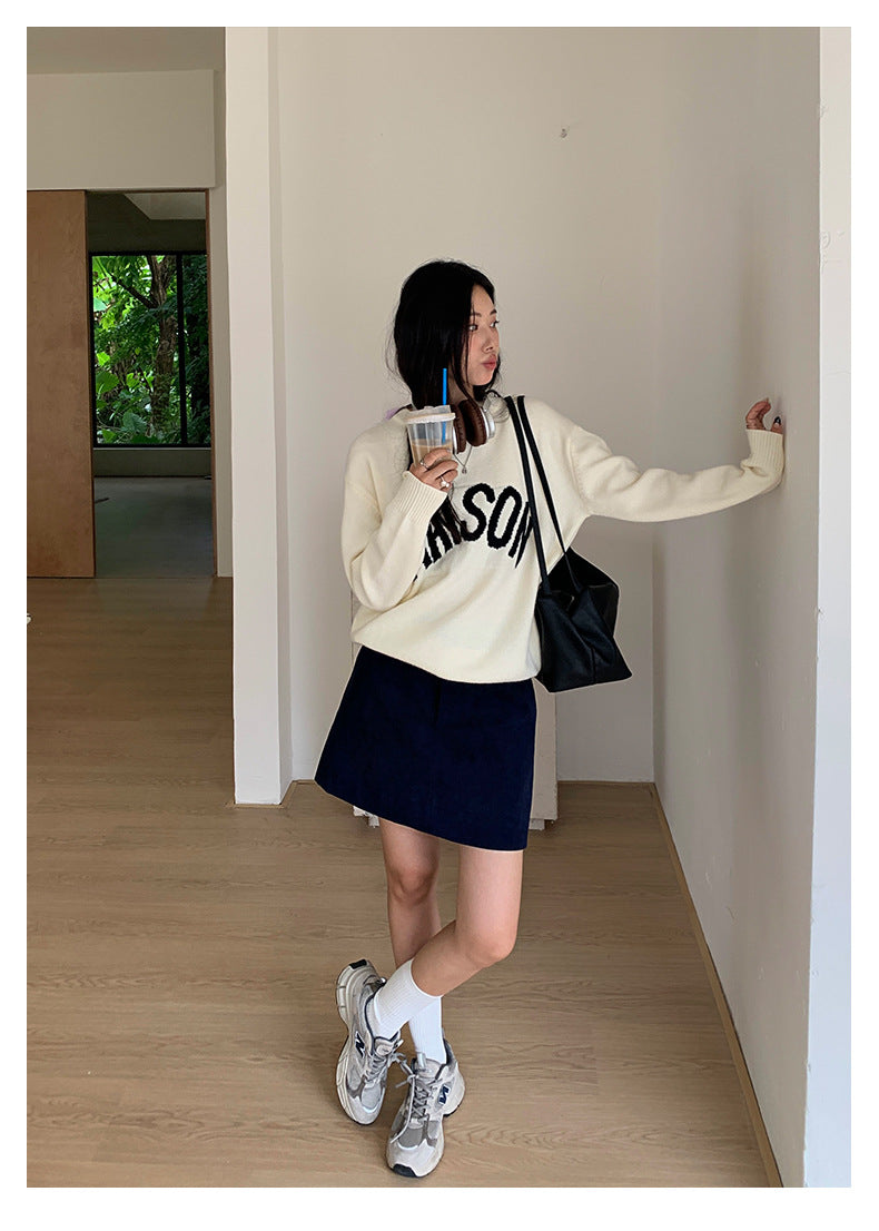 【H5436】實拍美式大提花慵懶寬鬆針織毛衣250916