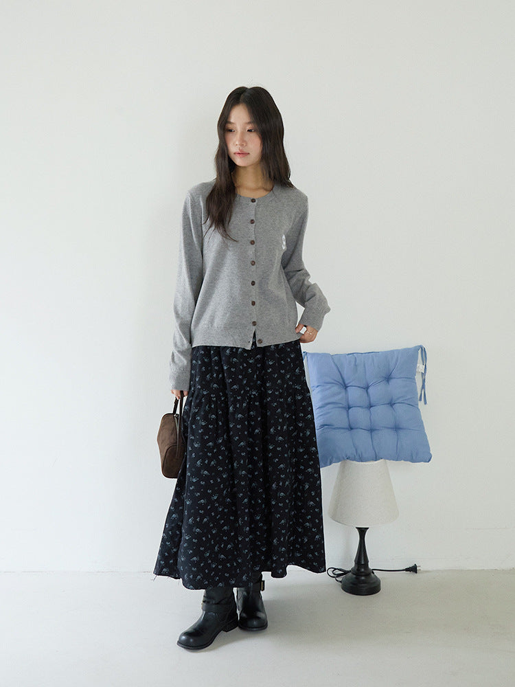 【LD3196】實拍刺繡小花長袖針織小外套250929