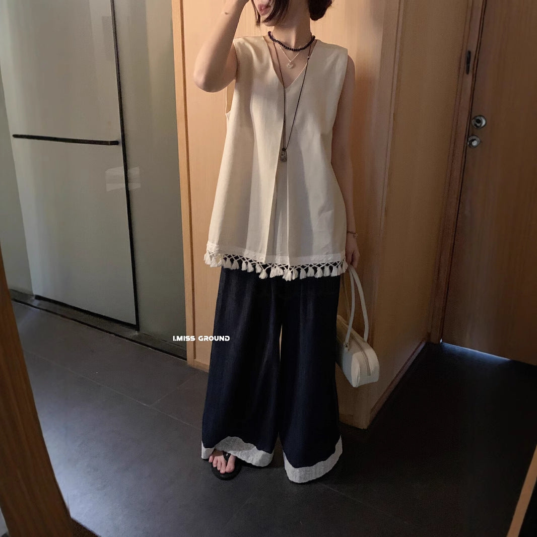 【LZ70681】實拍imiss夏季度假流蘇寬鬆顯瘦背心250602
