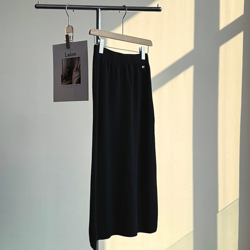 【cimYL1580】實拍氣質簡約捲邊針織長裙251114