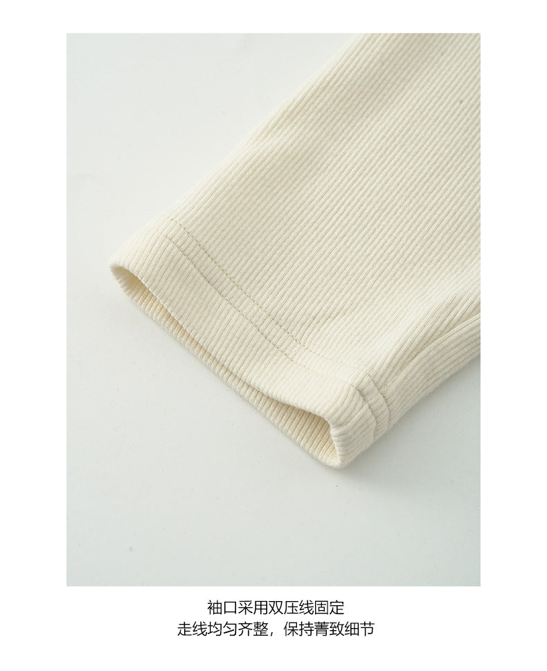 【H5430】實拍基礎簡約刺繡彈性內磨毛T恤250916