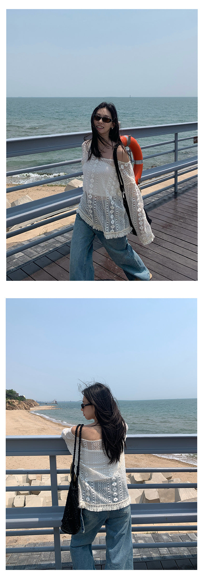 【H5312】 實拍韓系鈎花防曬長袖鏤空針織250610