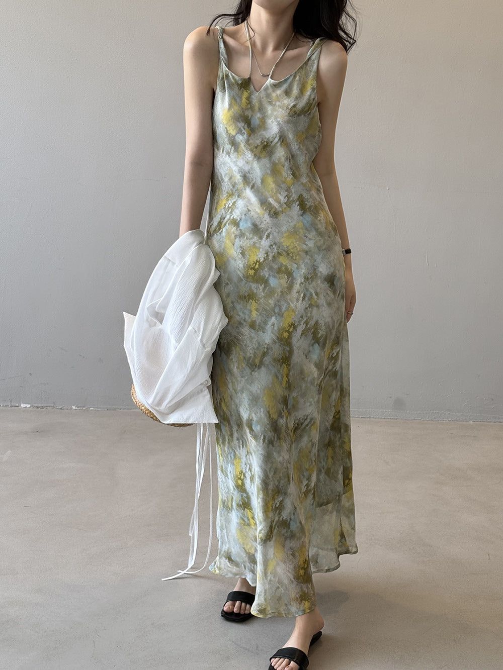 【Y82321】實拍夏季法式復古氣質|前後兩穿綁帶洋裝250501