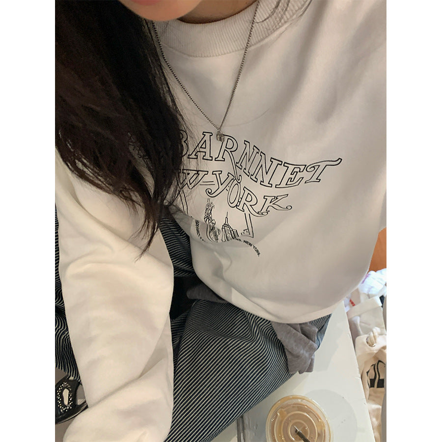 【H5417】實拍早秋美式復古寬鬆休閒衞衣250909