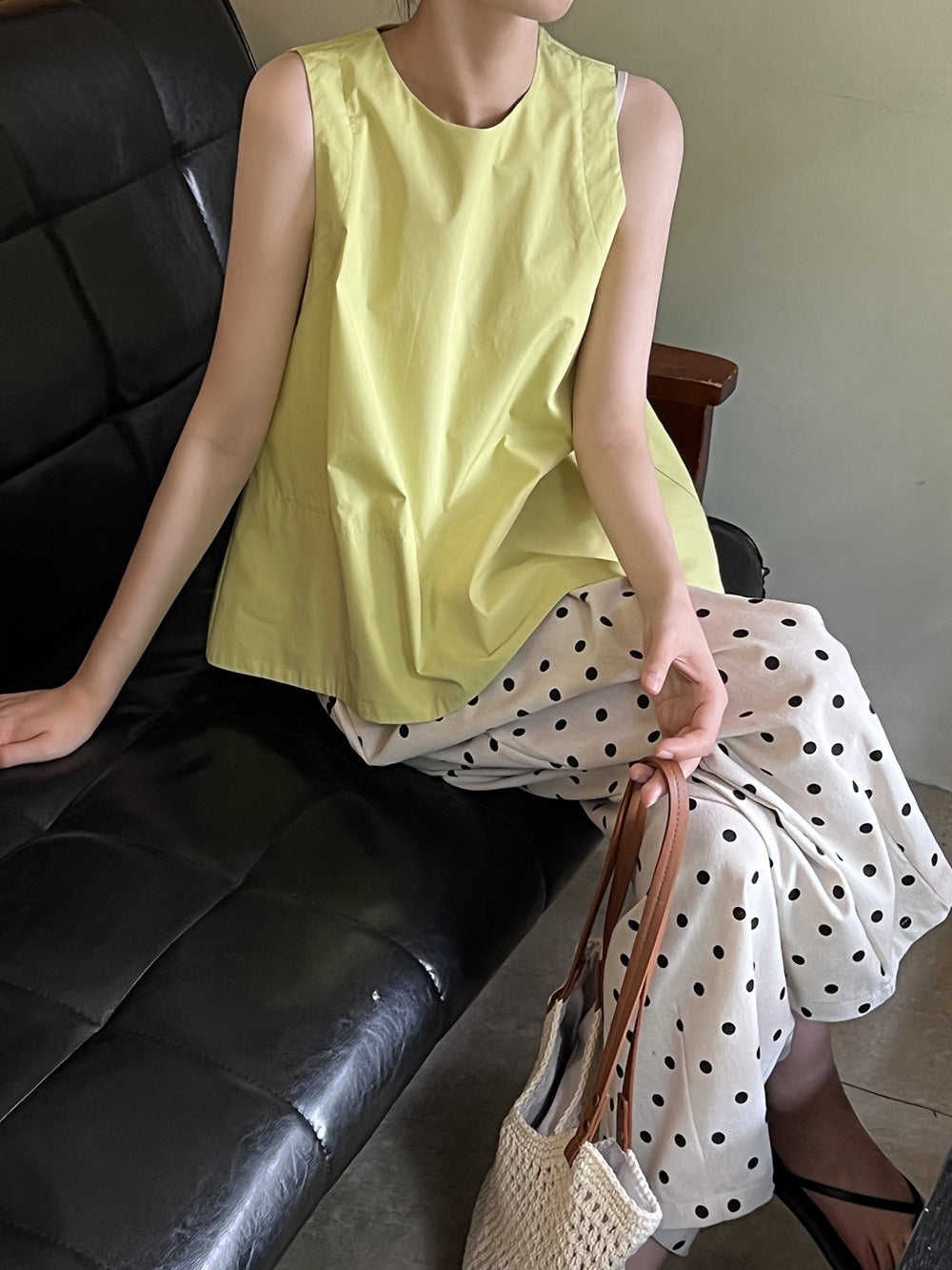 【Y82031】實拍夏季韓國簡約無袖長上衣250327
