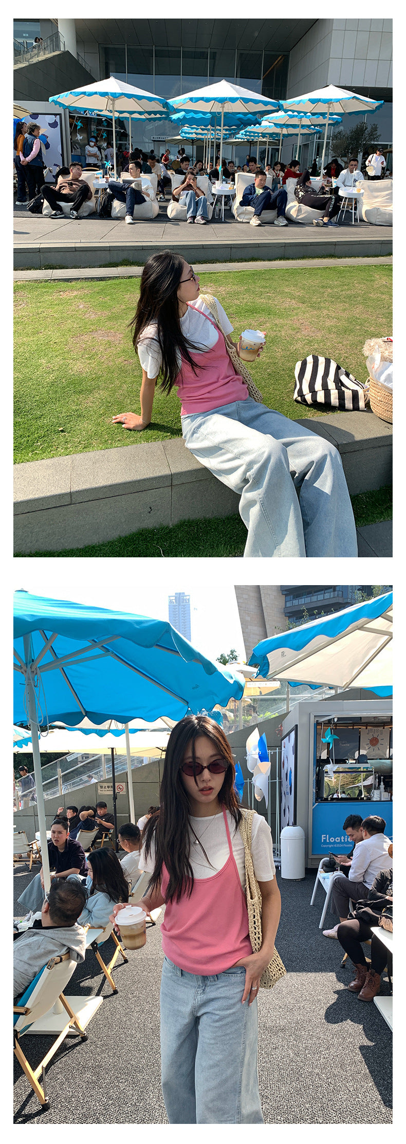 【H5157】實拍夏天掛脖吊帶+微透短袖T恤250331