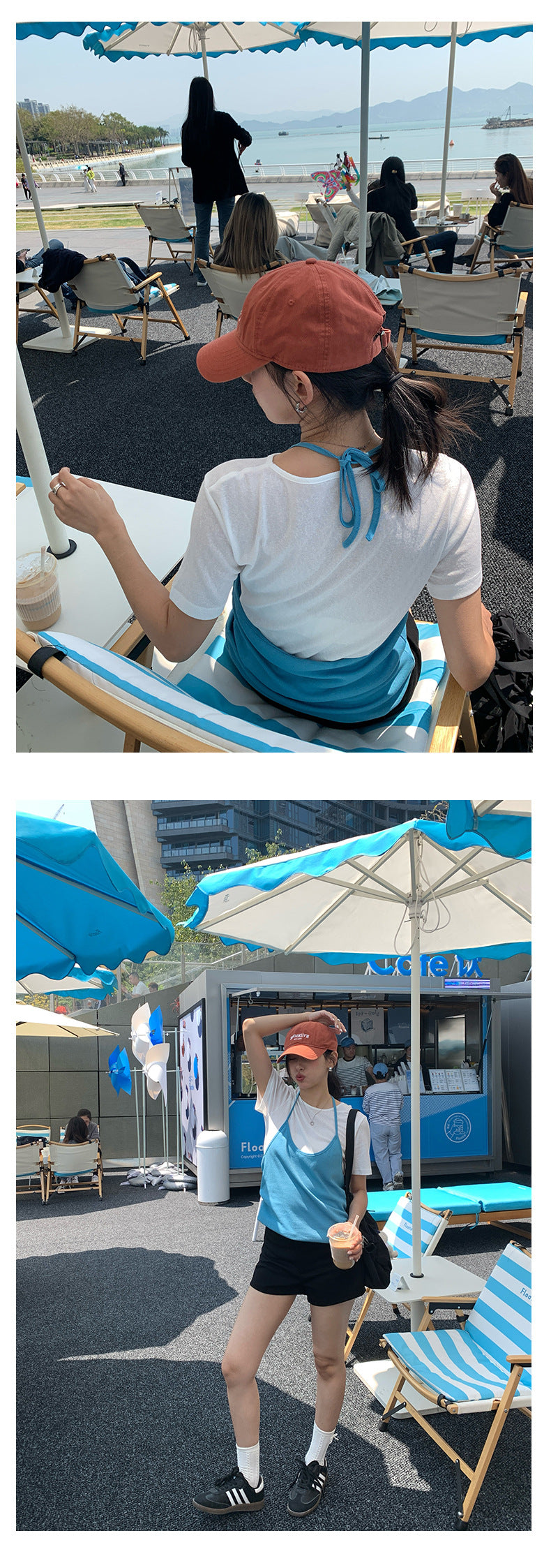 【H5157】實拍夏天掛脖吊帶+微透短袖T恤250331